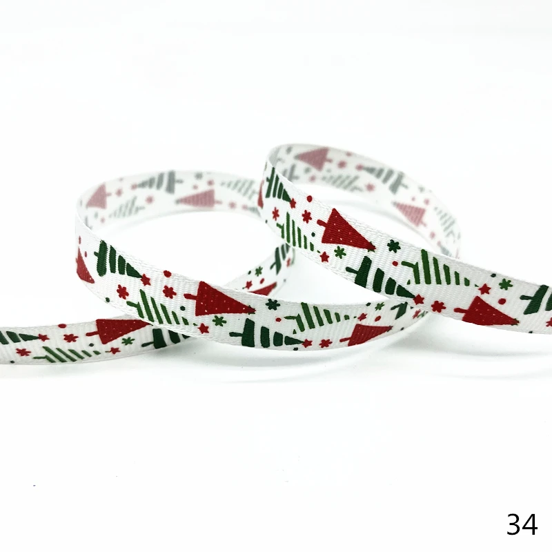 5 ярдов 10 мм Рождественская Лента печатная Grosgrain ленты для подарочной упаковки