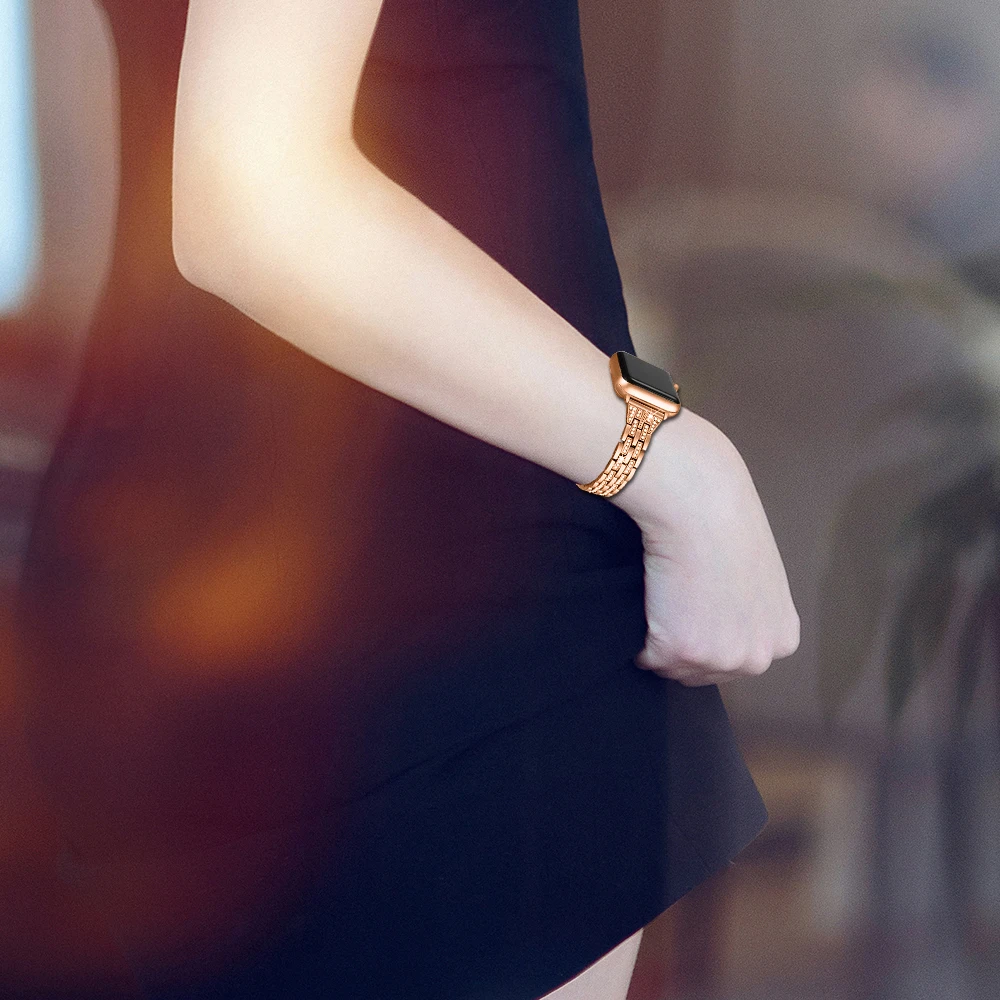 Ремешок для apple watch 4 44 мм 42 40 38 iwatch band series 5 3 2 1 iphone часы браслет с бриллиантами из