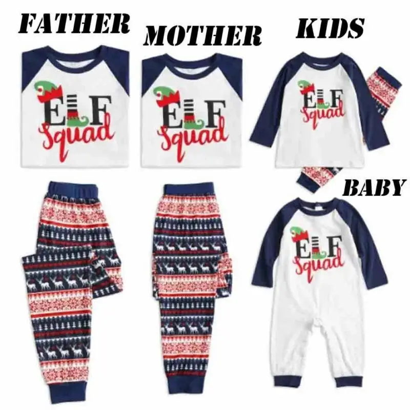 

Xmas Women & Men & Kids Pajamas Set Letter Printed Striped Sleep Clothing Santa Sleepwear Nightwear Suit