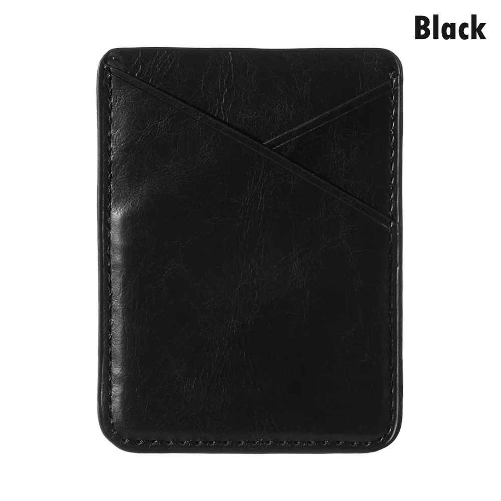 Клейкая наклейка, карман для мобильного телефона, кожаный держатель для карт, Кредитная ID карта, мобильный телефон, задний карман, кошелек, чехол, наклейка, s сумка, чехол - Цвет: Style 2 - black