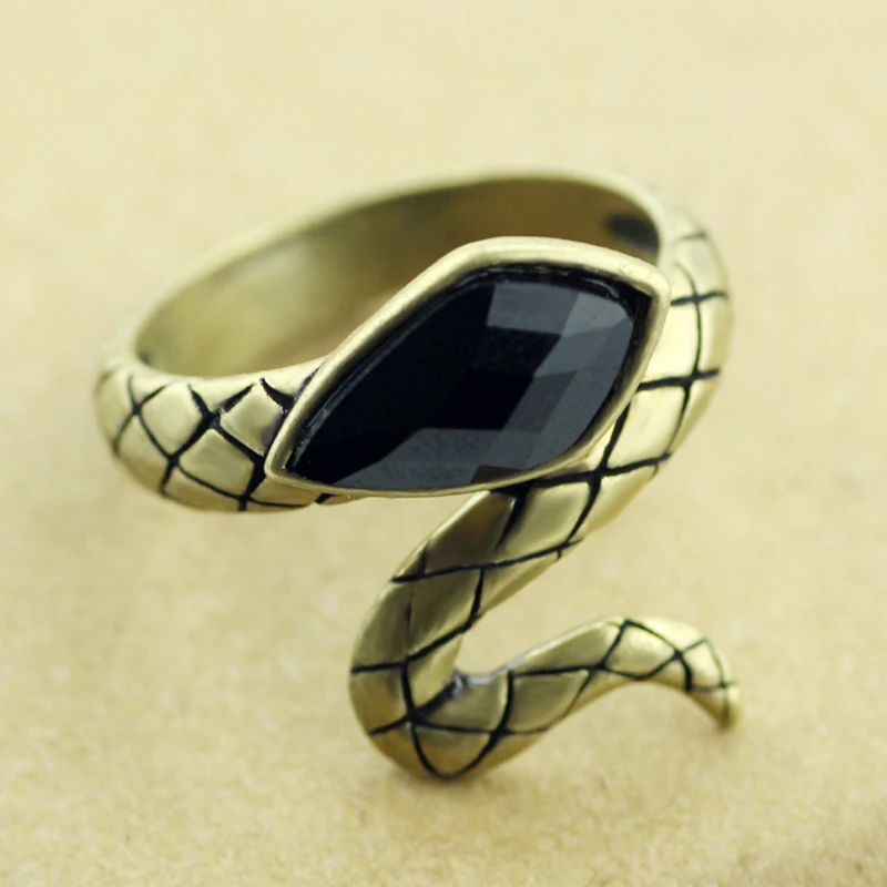 Хогвартс регулируемый в форме змеи кольцо старинная бронза черного цвета с украшением в виде кристаллов женские и мужские кольца ювелирные изделия аксессуары