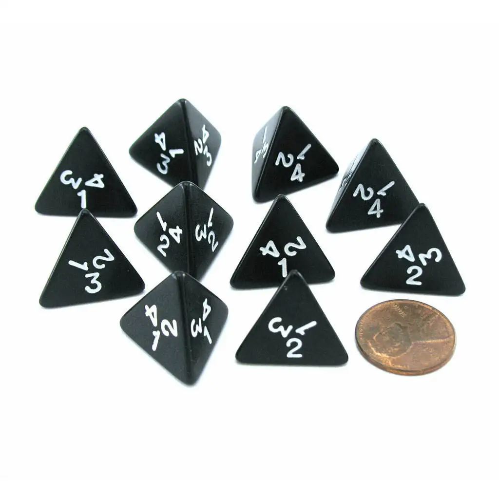 10pcs Creative D4 Dices 4 Sided Game Dice For Trpg Role Play Toys Black