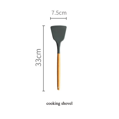 cooking shovel Силиконовая кухонная утварь антипригарная лопатка Черпак ложка-кисточка деревянная ручка кухонная утварь кухонный гаджет 1 шт - Цвет: cooking shovel