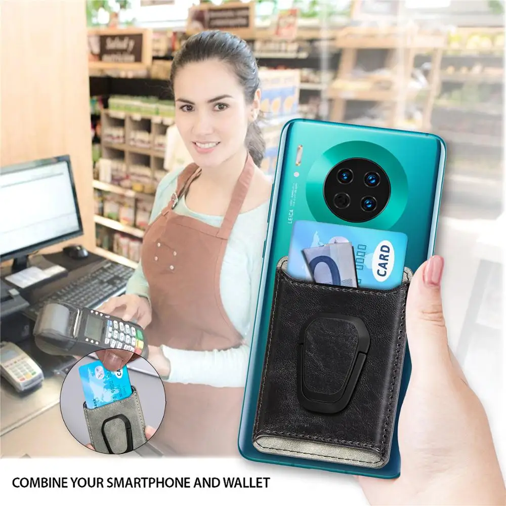 Держатель-кошелек для телефона с отделением для карт для iphone 11 Pro Max для samsung Note 10 plus для xiaomi Redmi Note 8 Pro магнитный автомобильный держатель