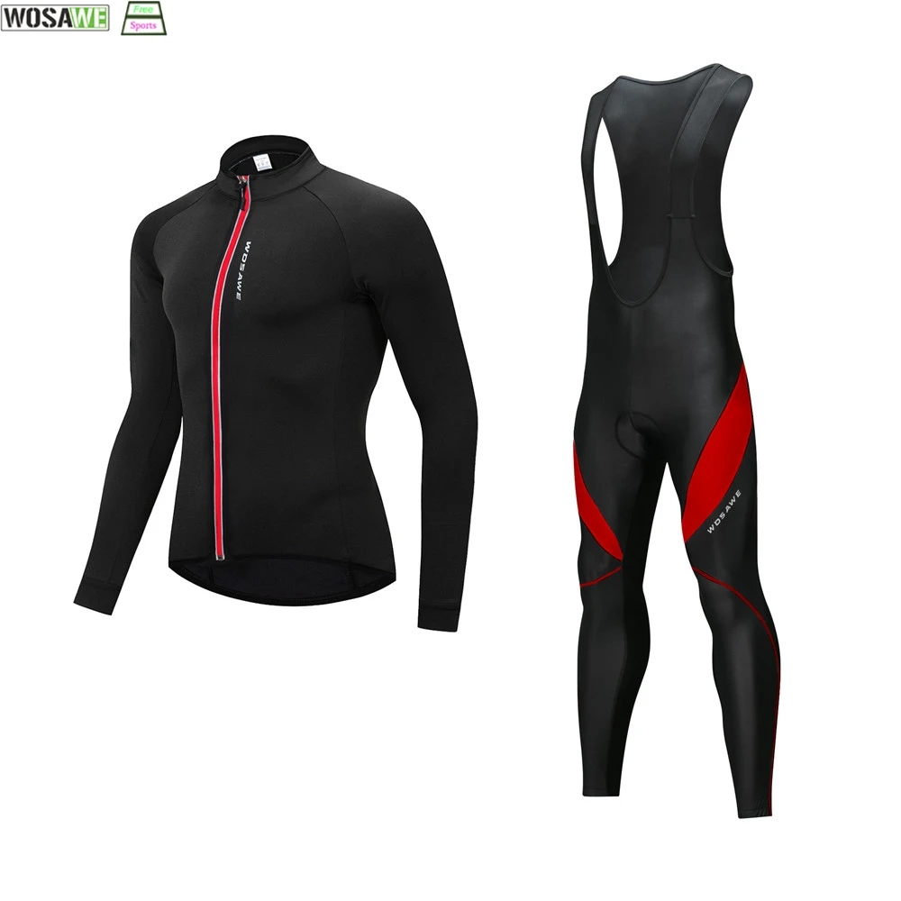 WOSAWE Для мужчин зимний набор Велоспорт Pro команда с длинным рукавом Велосипедный