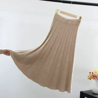 Модные трикотажные юбки женские зимние повседневные длинные юбки gonne donna с высокой талией Женская трикотажная юбка-пачка rokjes dames розового цвета