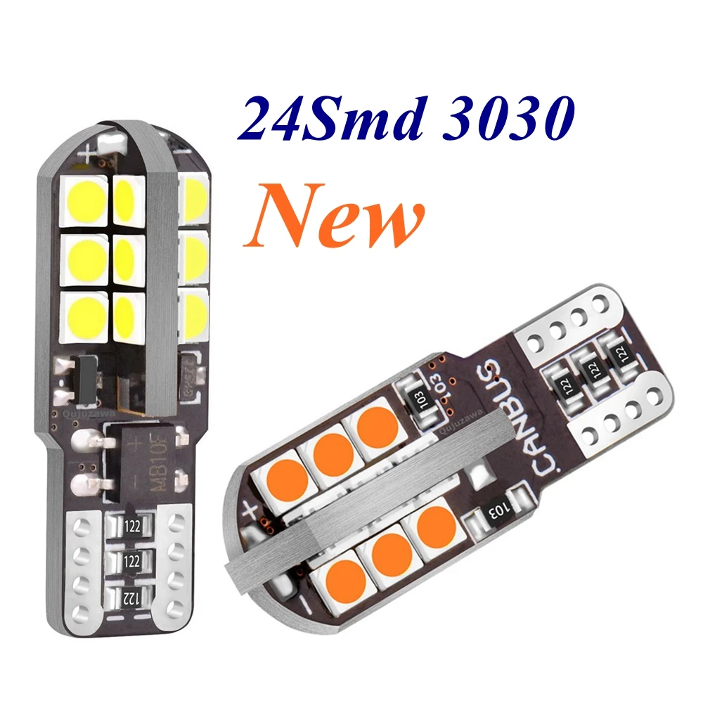 2 шт. T10 W5W супер яркий 24smd 3030 Led автомобильная парковочная лампа с поворотной стороной Canbus без ошибок Авто Клин интерьер чтения купольные лампы|Сигнальная лампа| | АлиЭкспресс