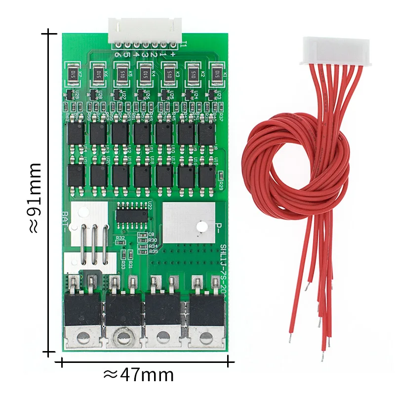 

7s Cells 24V 20A W/Balancing Li-ion Lithium 18650 Battery BMS Protection Board Short Circuit Protection Overcharge Overcurrent