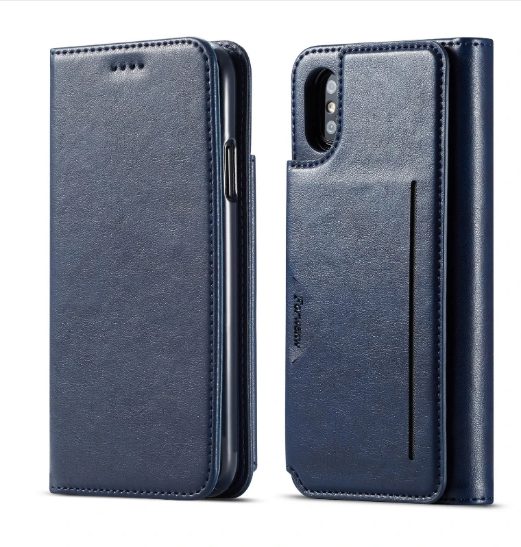 Ретро кожаный телефон чехол для iPhone 6 6s 7 8 Plus X XS Max XR Магнитный кошелек Coque чехол для samsung Galaxy S9 S10 S10E Plus - Цвет: Blue
