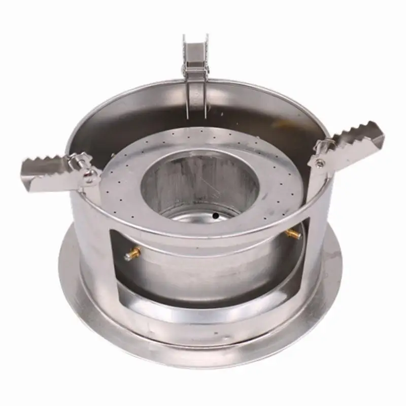 MeterMall Outdoor Camping windproof Alcohol Stove Portable Solid Liquid Cooker Stainless Steel with package