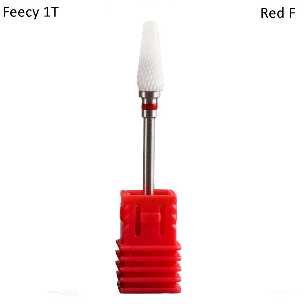 Фреза фрезы для маникюра керамический сверло для ногтей для электрической дрели маникюрный станок frezy ceramic zne do paznokci - Цвет: Feecy 1T Red F