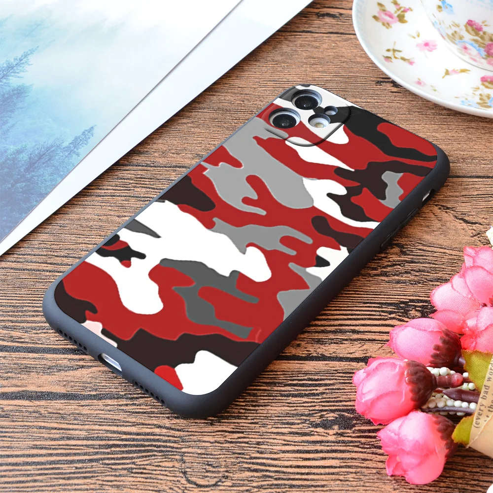 

For iPhone Red Camo Print Soft Matt Apple iPhone Case