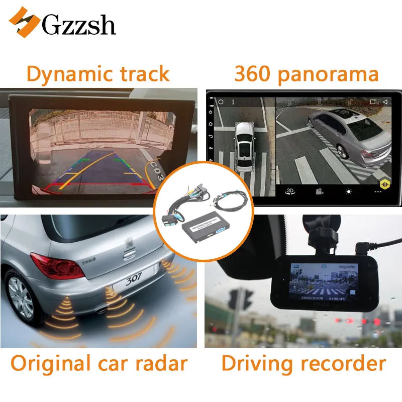 Car rear view adapter for Audi A3 A4 A5 Q2 Q3 Q5 Volkswagen video decoderSupport original vehicle dynamic trajectory and radar