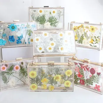 

Transparent Women Chain Shoulder Bag Evening Clutch Purse Flower Handbag Clear Crossbody Bag Wedding Party Travel Shopping Tote