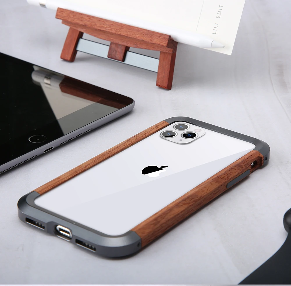 Настоящий Деревянный чехол для телефона для iPhone 11 Pro 11 Pro Max Роскошный Жесткий металлический чехол алюминиевый защитный бампер для iPhone XS XR