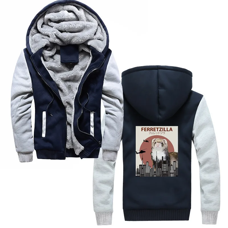 

Fashion Ferretzilla Funny Ferret Hoodies Gift For Ferret Lovers Winter Keep Warm Thicken Sweatshirts Men Harajuku Streetwear