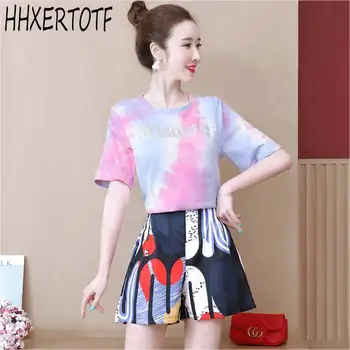 

2020 summer two Pieces Suits Women short sleeve loose blouse tops + Fashion printing short pants 2 piece Sets