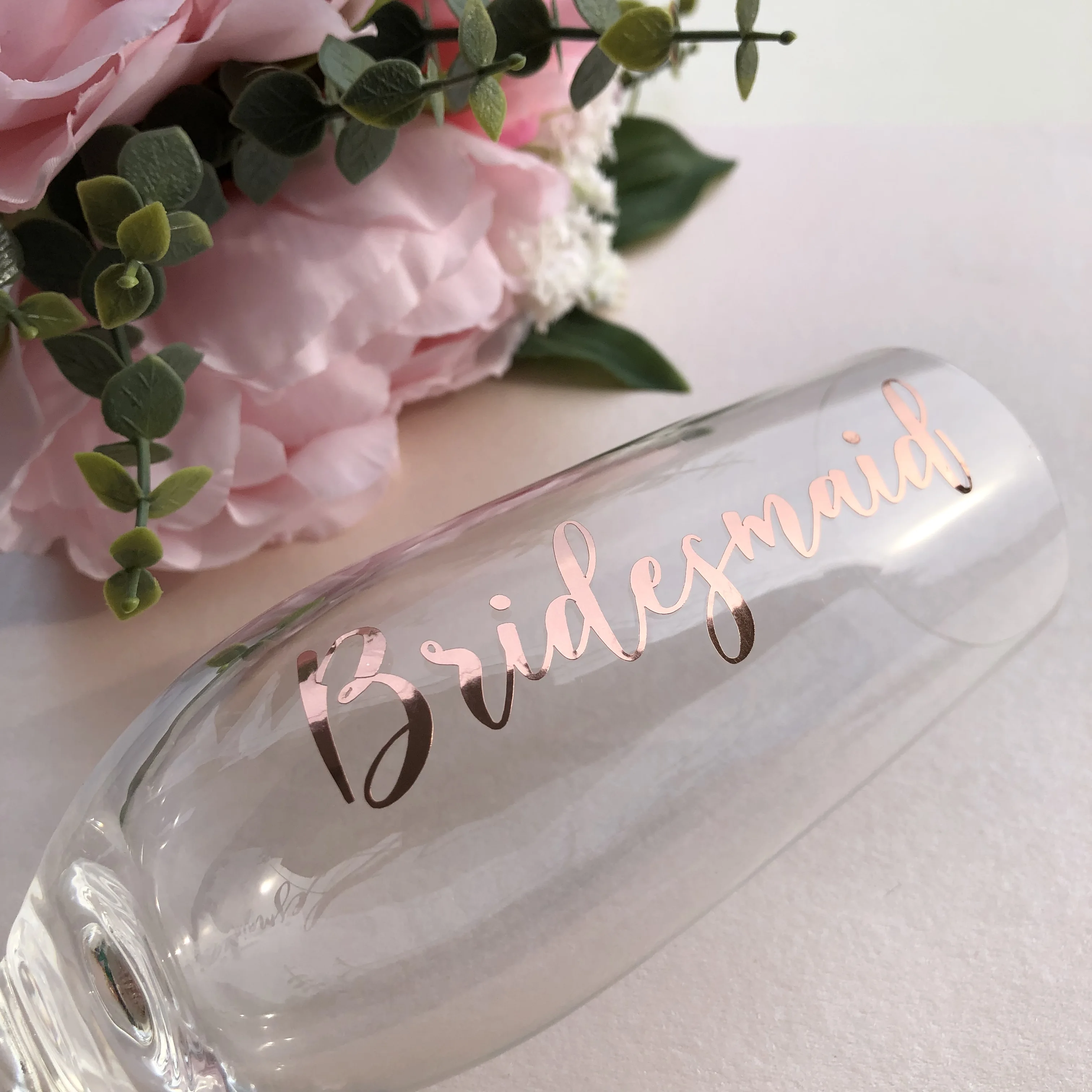 Personalised name vinyl decal sticker Champagne Wine Glass bauble Water Bottle 