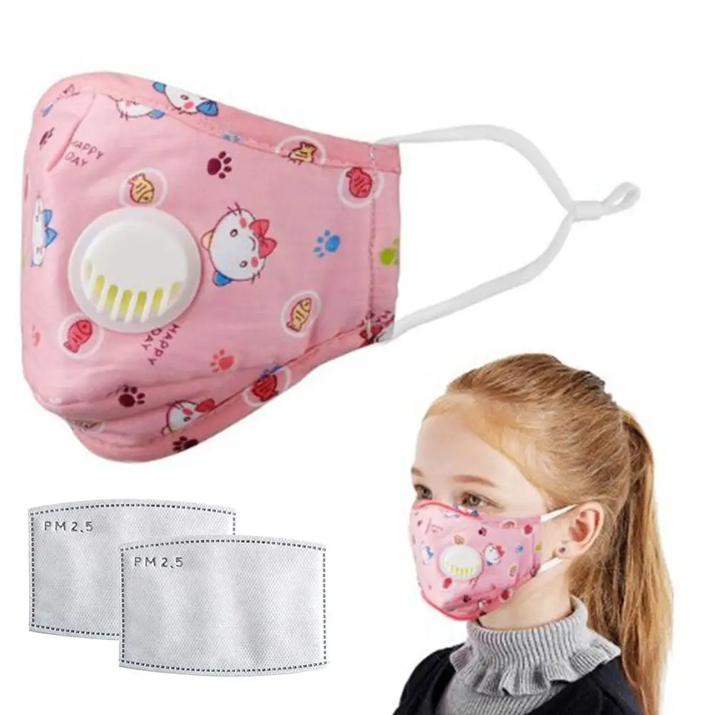

1 Pcs PM2.5 Children Anti Dust Mouth Mask Activated Carbon Filter Windproof With Breathing Valve Face Mouth Masks Respirator