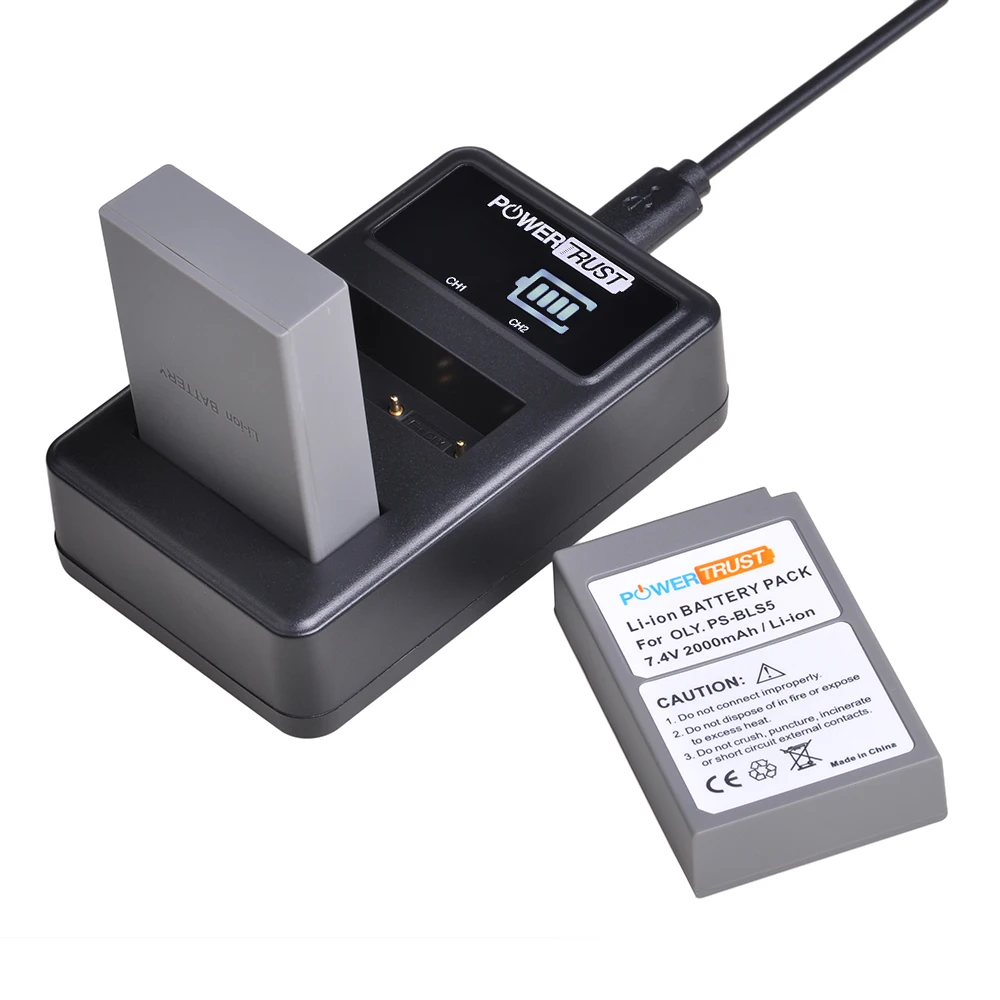 1Pc Ps-Bls5 Bls5 Bls50 Batteria + Led Usb Dual Charger Per Olympus Pen E-Pl2,E-Pl5,E-Pl6,E-Pl7,E-Pm2, Om-D E-M10, E-M10 Ii, Stylus1