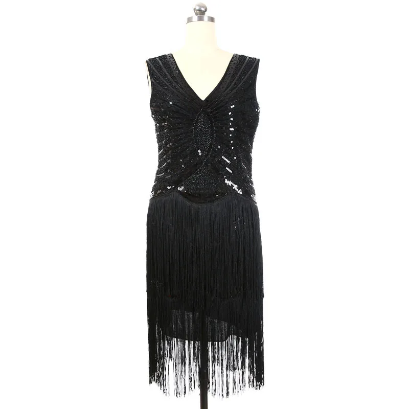 

Europe And America New Style Sleeveless Slim Fit Sexy Dress Industrial Sequin Joint Fringed Skirt