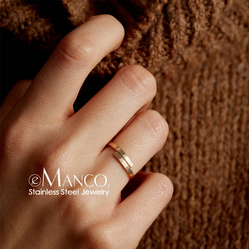 

eManco Custom Letter Ring for Lover Forever Engagement Ring Adjustable Stainless Steel Two Layer Rings for Women Drop Shipping
