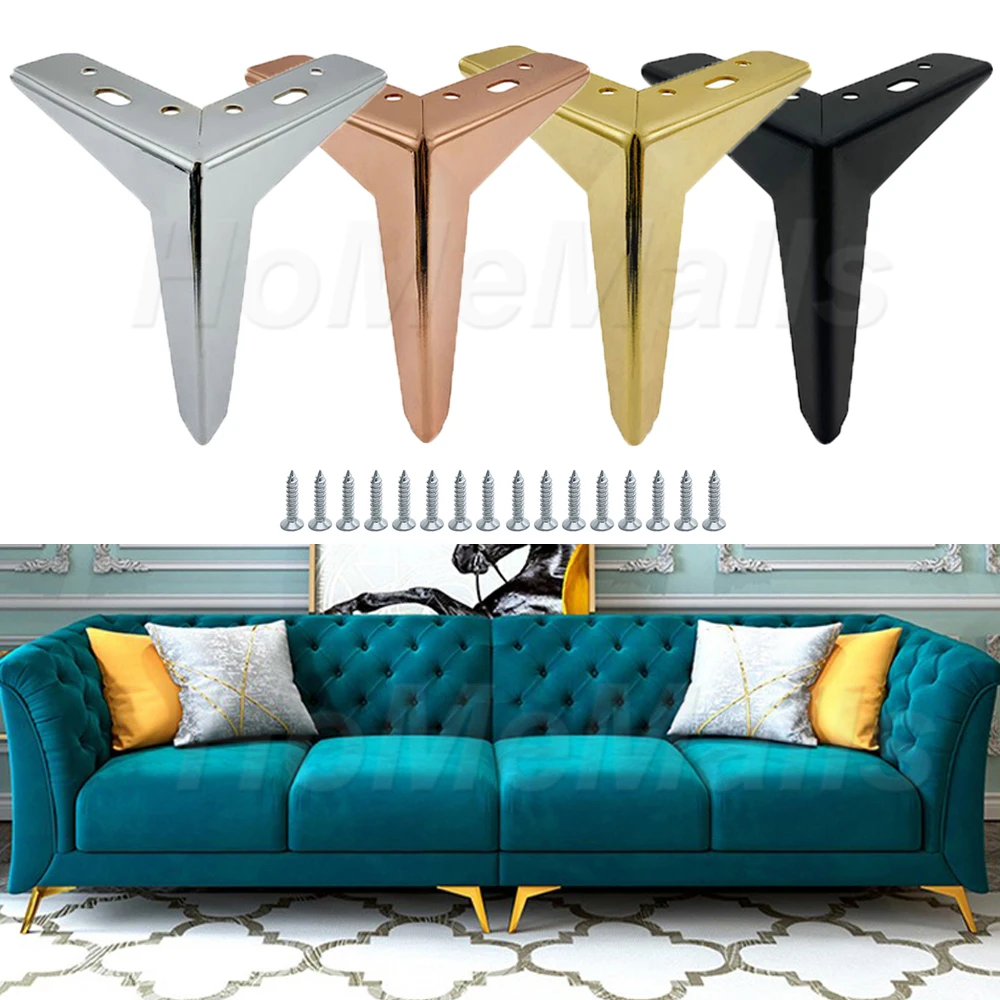 Patas triangulares de Metal para muebles, accesorios de lujo para sofá, tocador, baño, armario, cama, pie de soporte, 4 Uds.|Patas del mueble| - AliExpress