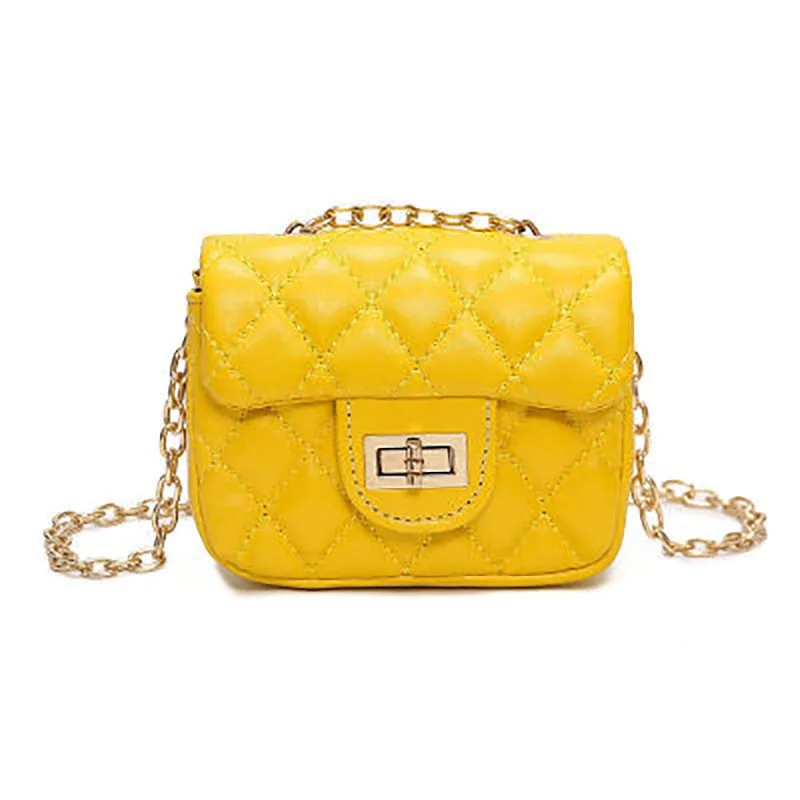yellow Lingge цепи девушка сумки моды личности детей одного плеча посылка Женская Мини Милая квадратная сумка кошелек SS7508 - Цвет: yellow