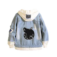 

Anime The Seven Deadly Sins Coat Teens cowboy Cosplay Jacket Men Women Casual Denim Hooded Loose coat Cartoon Hooded