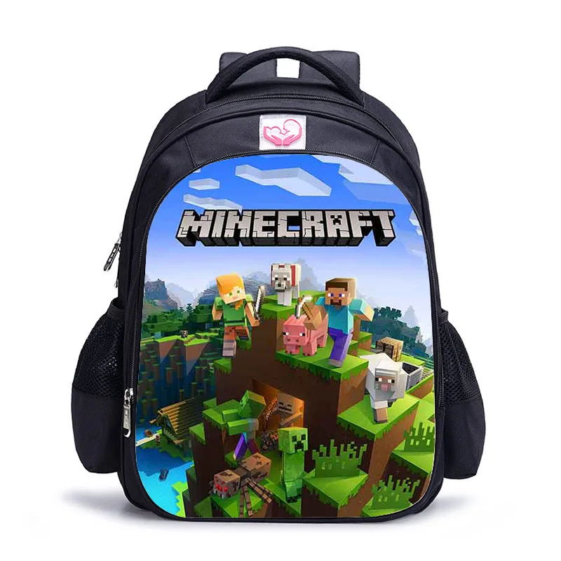 Mochila ortopédica de MINECRAFT para niños y niñas, morral escolar de 16 pulgadas con doble cremallera