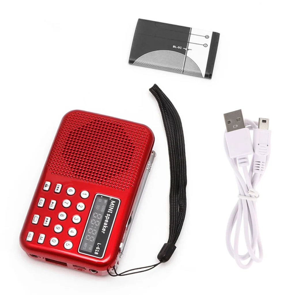 Мини lcd цифровой аудио FM радио динамик USB Micro SD TF карта MP3 музыкальный плеер - Цвет: red