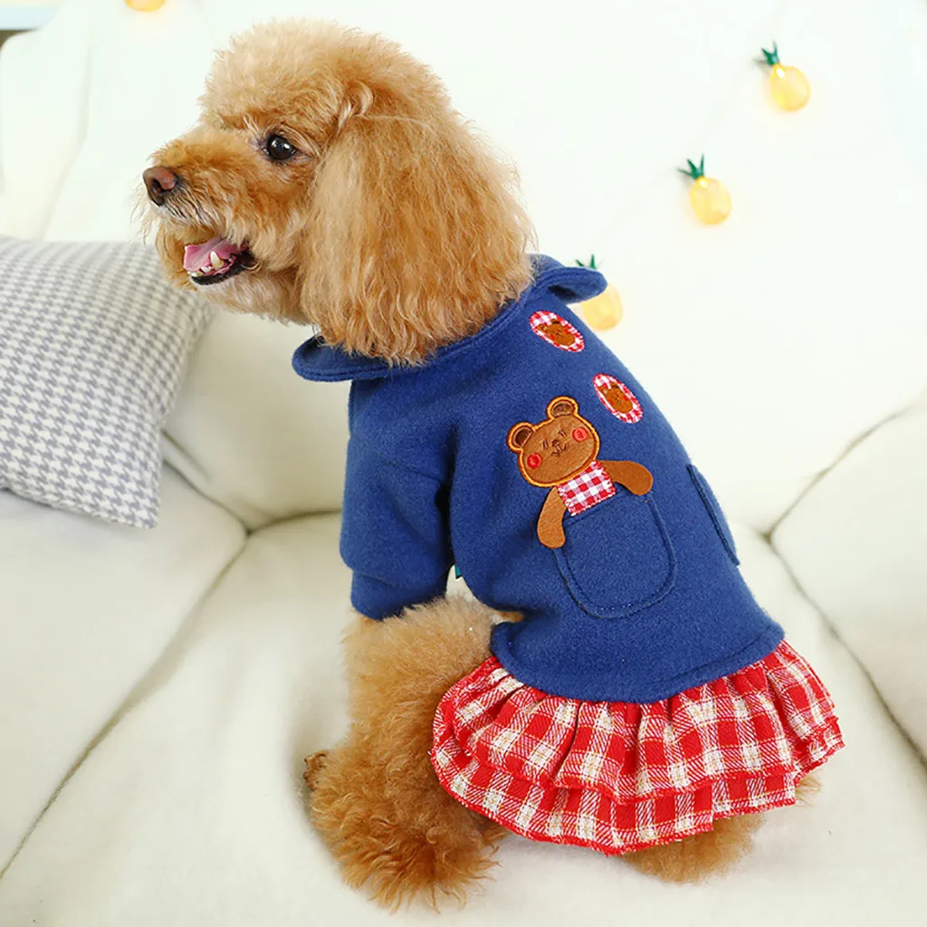 New New Cute Button Bear Princess Dress Autumn And Winter Comfort Cat Dog Clothing