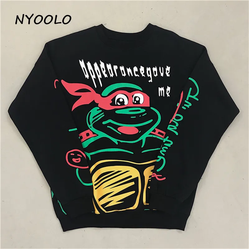 NYOOLO Harajuku мультфильм ниндзя с буквенным принтом теплые толстовки осенне-зимняя уличная мода плюс бархатные Пуловеры Толстовка для женщин и мужчин Топ