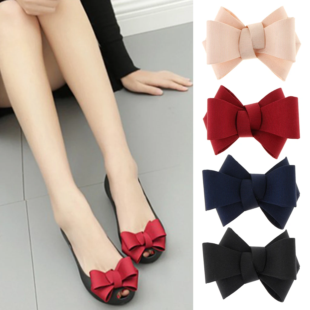 Simple Plain Ribbon Bow Butterfly High Heel Shoe Clips Charms Decoration 1pc