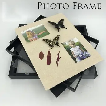 

Nordic Simple Wooden Photo Frame Souvenir Linen Three-dimensional Wall Picture Photo Frames Display Holder For Home Decoration