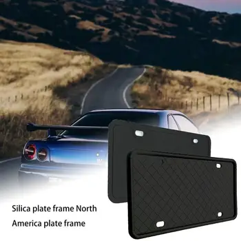 

1 PCS Silicone License Plate Frame North America Scratch-Resistant Rust-Proof Car License Cover Holder Black