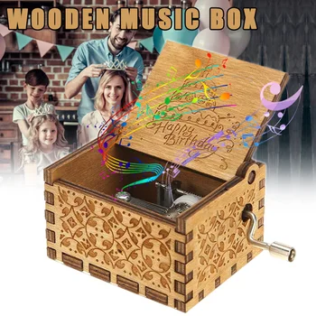 

Music box wood carving queen like mom dad child christmas gift For Hot Sale