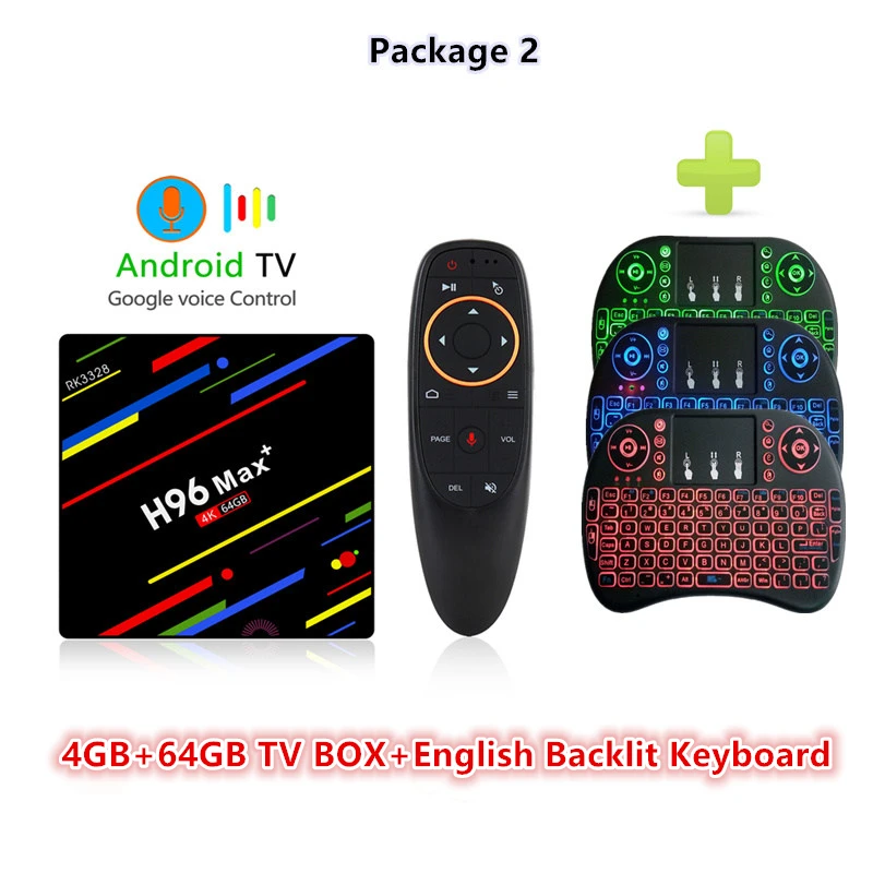 4G 64G i8 EN Backlit HAAYOT H96 MAX+ ТВ-приставка Android 9,0 4G 64G Смарт-приставка RK3328 ТВ-приставка Google Голосовое управление 2,4/5G Wifi 4K медиаплеер - Цвет: 4G 64G i8 EN Backlit
