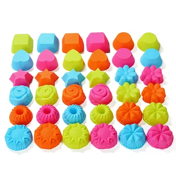 

24 / 36Pcs Baking Cup Liner Baking Molds Round Shape Silicone Cupcake Mould Maker Mold Tray DIY Cake Decorating Kitchen Tools