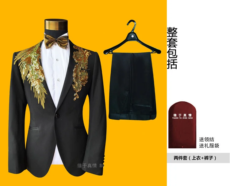 Горячая красная вышивка патч мужской смокинг костюм Traje Hombre Ternos Para Hombre фиолетовый синий красный золотой вечерние курить Homme брак