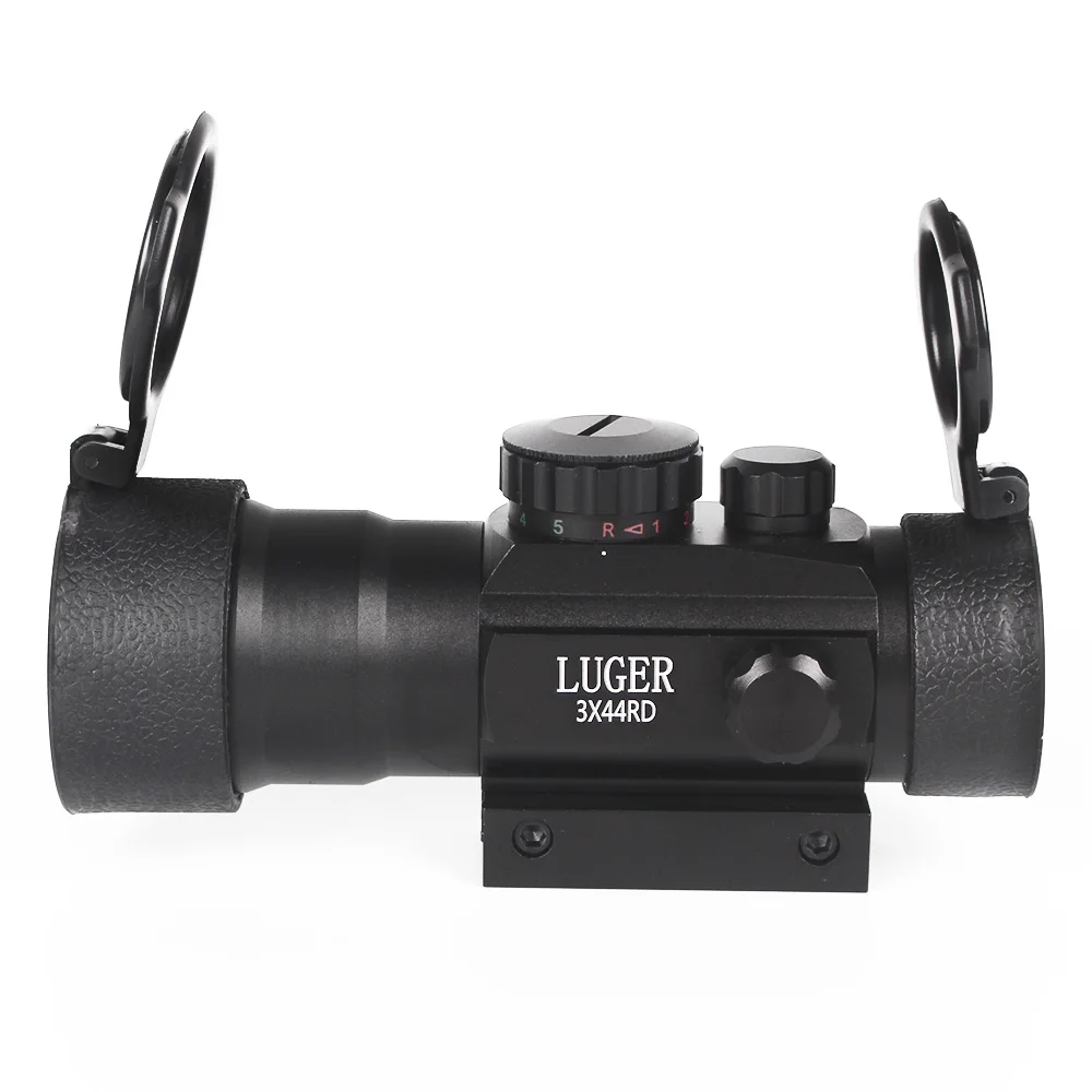 LUGER 1X30 тактический зеленый Red Dot прицел 1X40 голографическая Оптика прицел охотничья 3X44 тактический прицел подходит 11 мм/20 мм железнодорожная - Цвет: 3X44