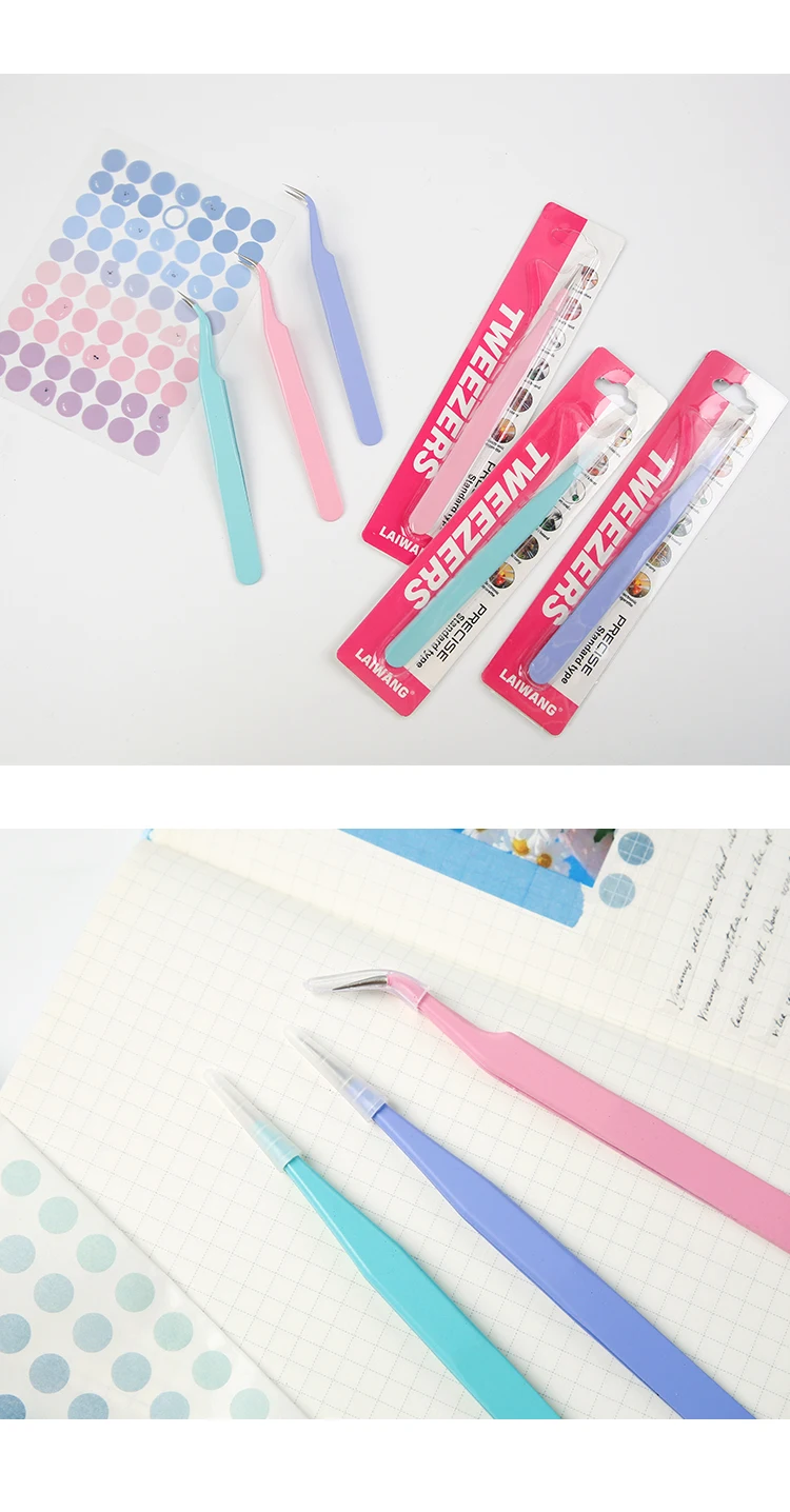 Journamm Cute Tweezers Scrapbook Sticker Washi Tape Picking Multi-tool Stationery DIY Junk Journal Album School Supplies ESD-15
