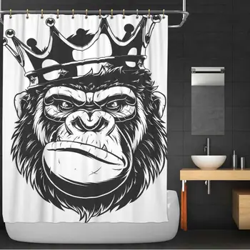 

Ferocious Gorilla Shower Curtain,126985 Bathroom Decor Set with Hooks,36''W x 72''H