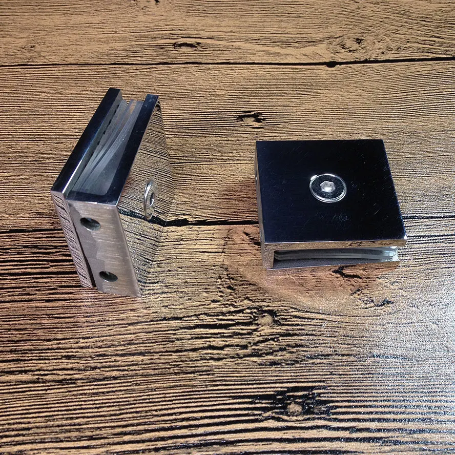2pcs/lot 45MM Glossy Finish Stainless Steel Square Glass Clamp clips for handreils flat base z-clamp bracket holder | Обустройство