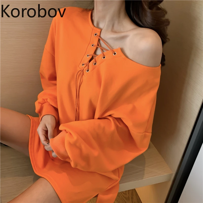 Korobov Женские однотонные белые толстовки с длинным рукавом, Корейская уличная одежда, кружевные выдалбливают толстовки, уличная Толстовка 79441
