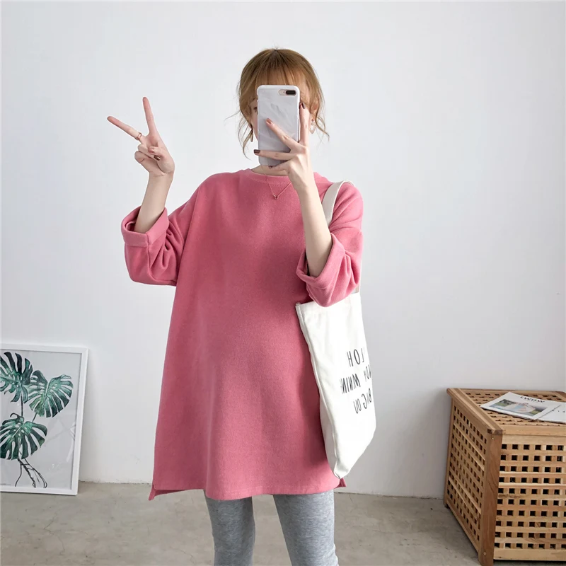 

Pregnant Women Large size Spring Style Pure Cotton Hoodie Three Quarter Sleeve Breastfeeding Top Pregnant Clothes 9069