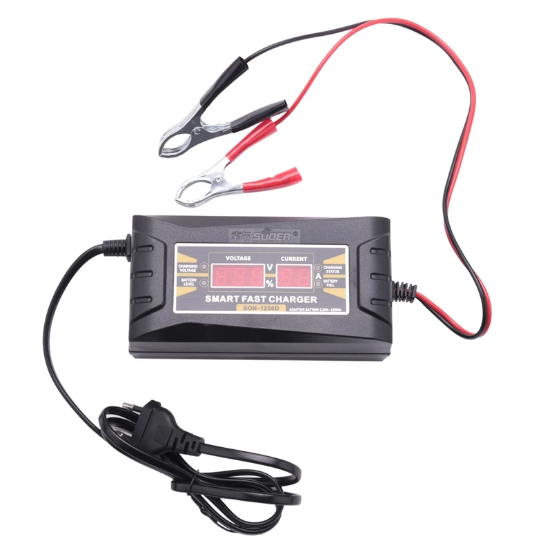 Son-1210D+ Lcd Smart Fast Lead-Acid Battery Charger 12V 10A For Car Motorcycle Eu Plug |