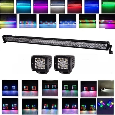 Автомобильные аксессуары RGB 50 дюймов 288 Вт Светодиодный светильник 16 Вт точечная Светодиодная рабочая лампа стробоскоп Bluetooth/Жгут проводов управления светодиодный ATV грузовики - Цвет: 3pcs