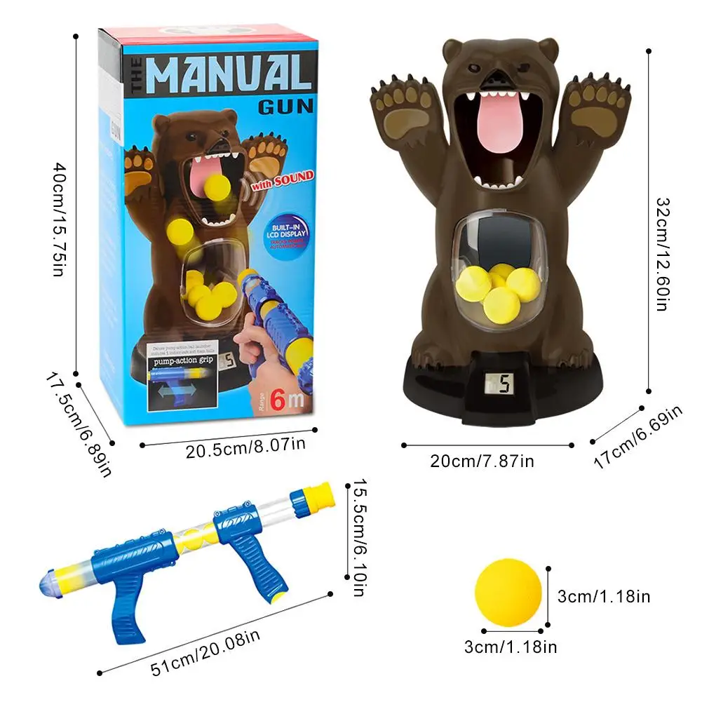 Детская газовая стрельба игрушечный шарик из пены стрельба воздушный насос игрушка забавная стрельба игра голодный медведь электрическая игрушка для детей