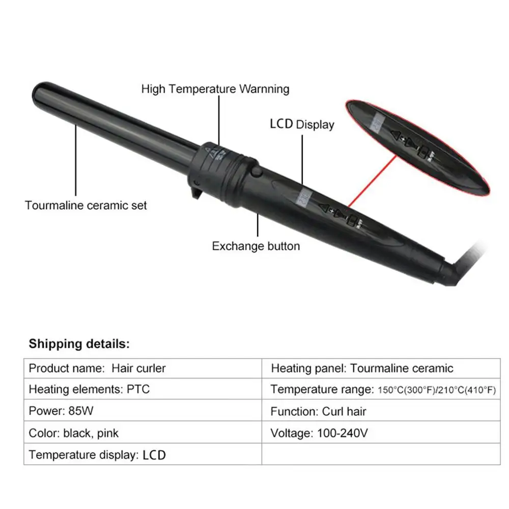 Жидкокристаллический ЖК-дисплей 5 в 1 Сменная трубка для завивки волос многофункциональные инструменты для завивки волос